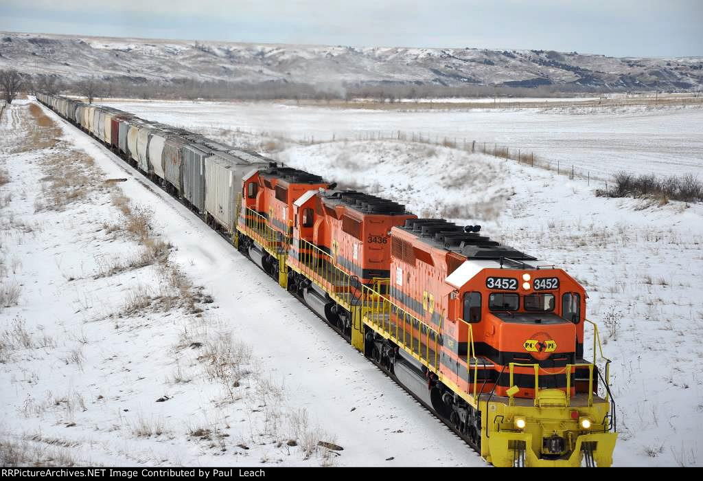 Grain train eases east